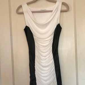 NWOT Soprano sz S bodycon ruched black white dress